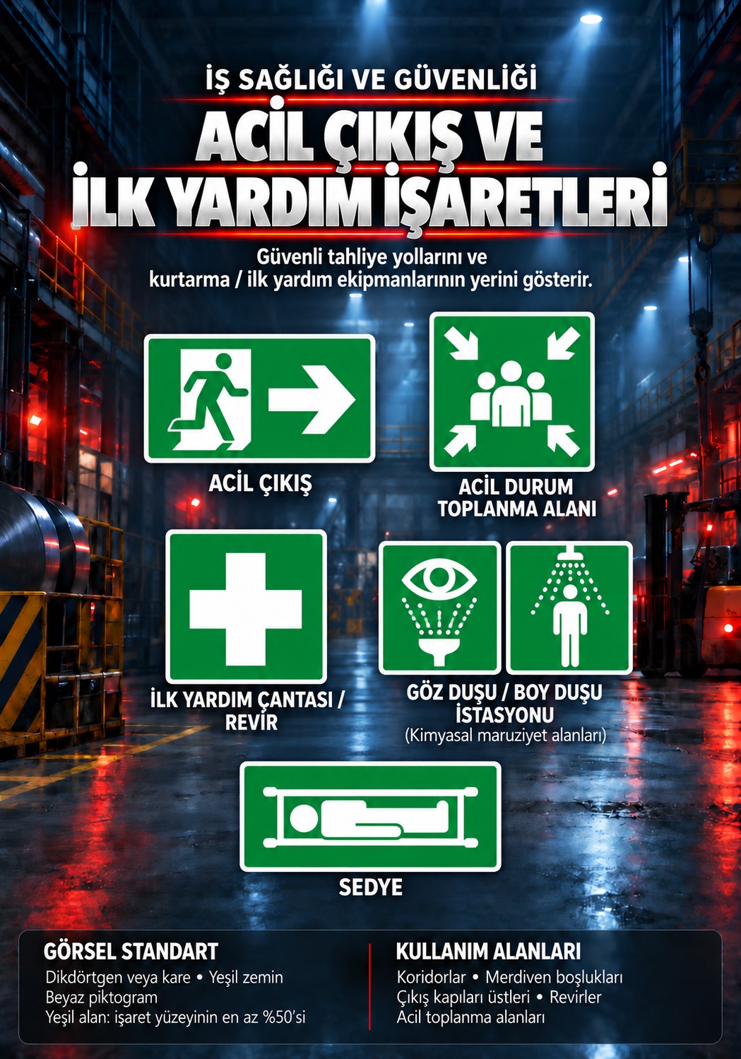 Acil çıkış ve ilk yardım işaretleri