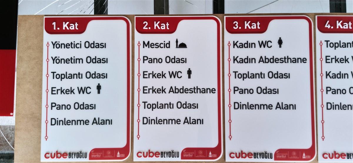 CUBE BEYOĞLU PLEKSİ KAT YÖNLENDİRME TABELASI