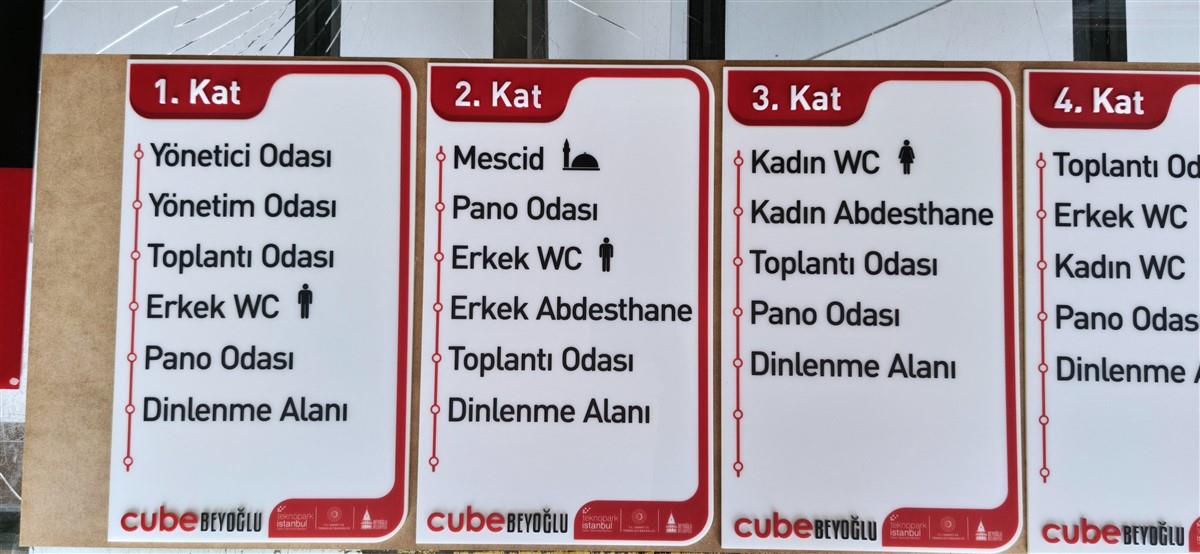 CUBE BEYOĞLU PLEKSİ KAT YÖNLENDİRME TABELASI