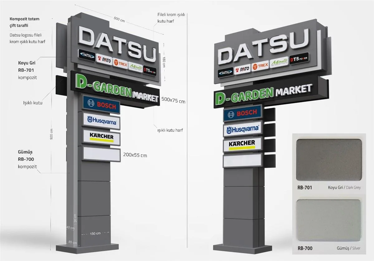 DATSU KOMPOZİT TOTEM (PİLON) TABELA İMALATI